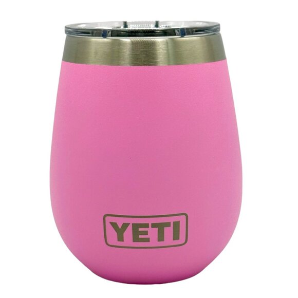 LASER ENGRAVED PERSONALIZATION YETI 10oz. WINE TUMBLER - POWER PINK - Picture 1 of 2